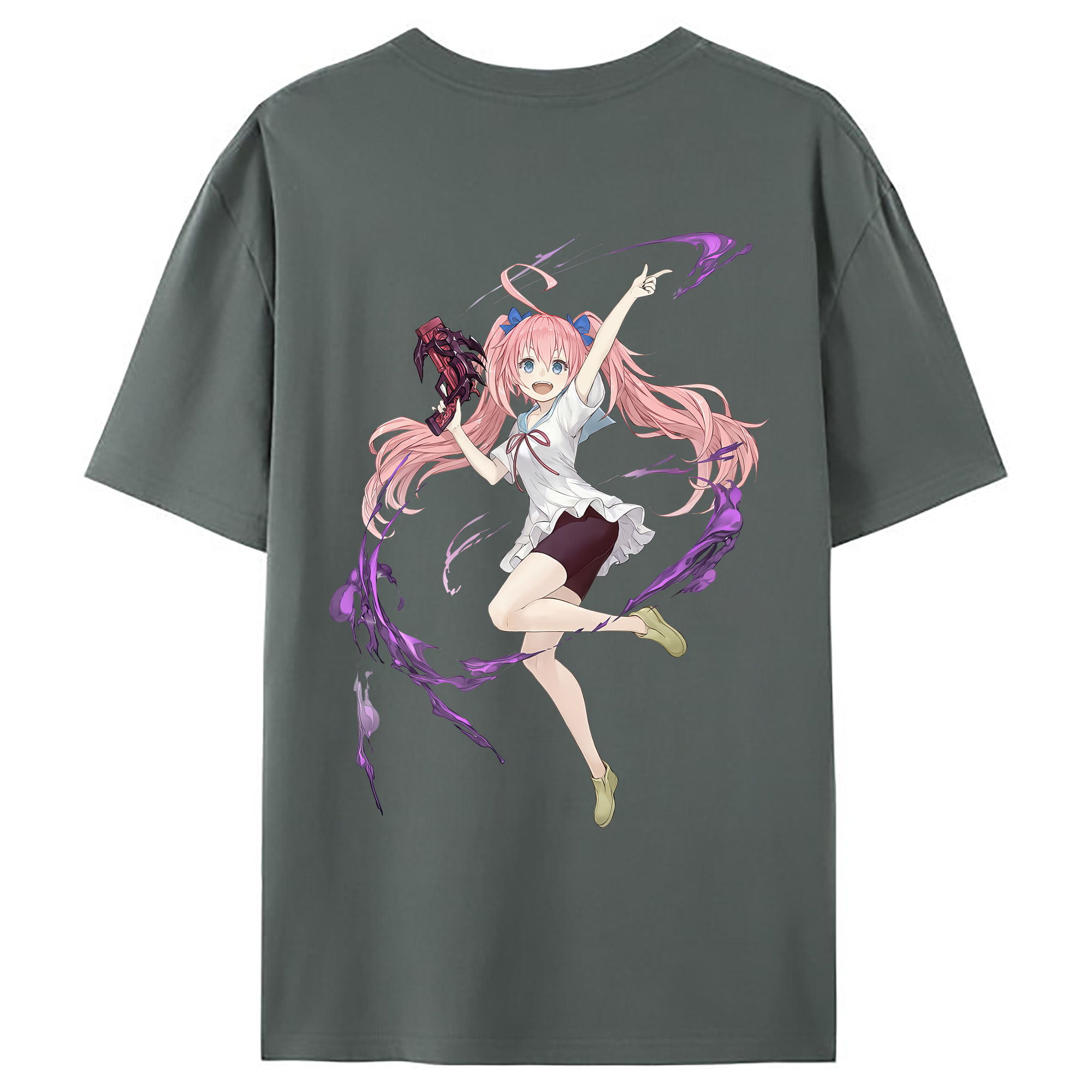 （画像用） 転スラ Regarding Reincarnated to Slime 綿100％ メンズ半袖Tシャツ（バックプリント） 通気性